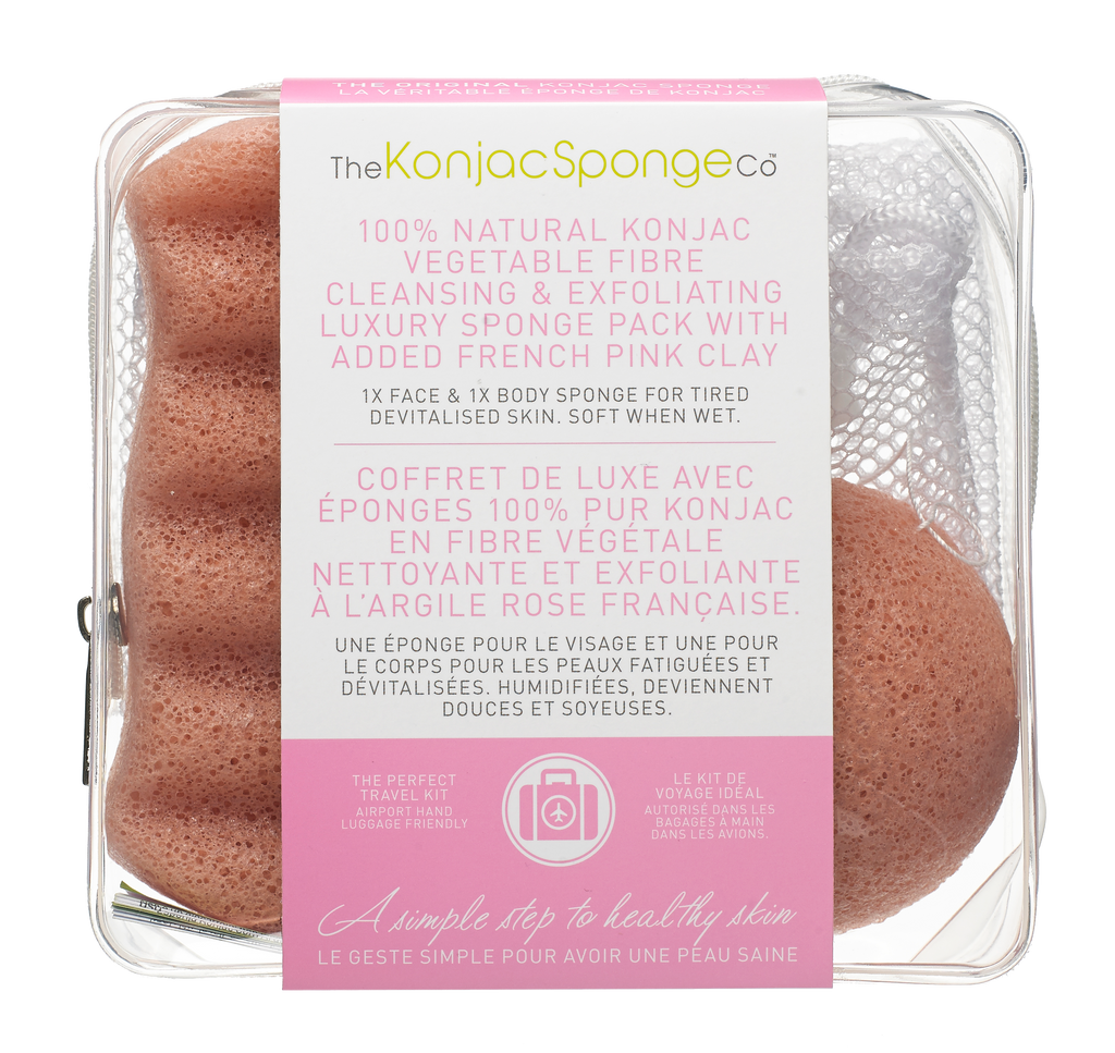 Konjac Deluxe Travel Duo Set with Pink French Clay